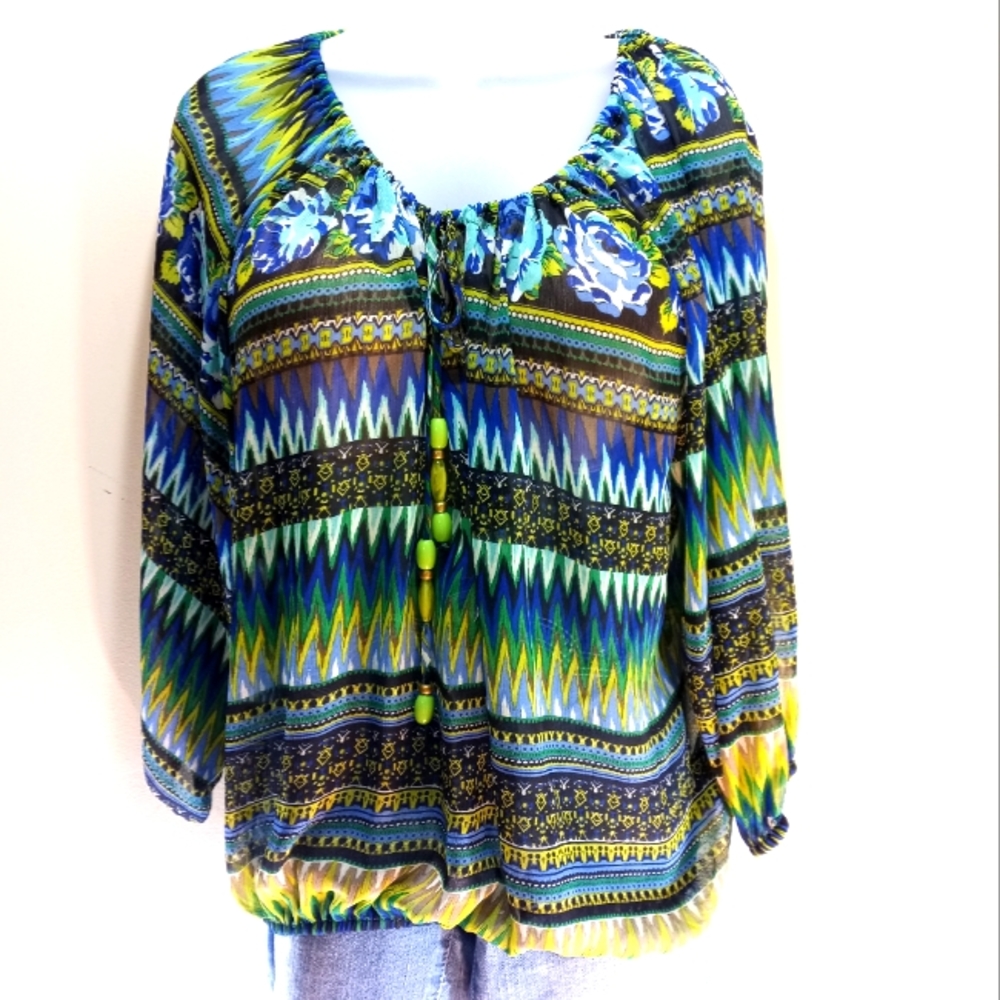 Madison Paige sheer top boho hippie vibes sz.(L)